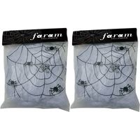 Decoratie spinnenweb/spinrag met spinnen - 4x - 50 gram - wit - Halloween/horror versiering