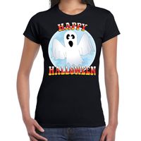 Happy Halloween spook verkleed t-shirt zwart voor dames - thumbnail