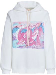 Marni hoodie imprimé à lien de resserrage - Blanc