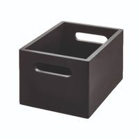 iDesign - Opbergbox met Handgrepen, 19 x 25.5 x 15 cm, Paulownia Hout, Zwart - iDesign The Home Edit