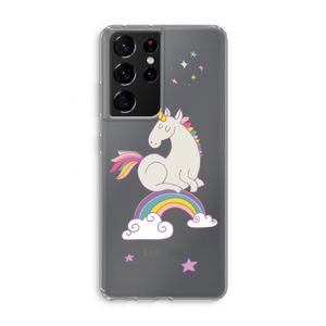 Regenboog eenhoorn: Samsung Galaxy S21 Ultra Transparant Hoesje