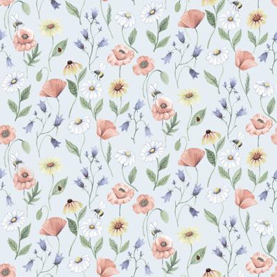 Dutch Wallcoverings Rosenlycka - Flowers Blue - Multi