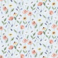 Dutch Wallcoverings Rosenlycka - Flowers Blue - Multi
