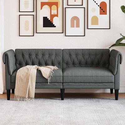 Chesterfieldbank Geruit Donkergrijs 182.5 x 74.5 x 74.5 cm Stof