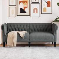 Chesterfieldbank Geruit Donkergrijs 182.5 x 74.5 x 74.5 cm Stof Chesterfieldbank Geruit Donkergrijs 182.5 x 74.5 x 74.5 cm Stof
