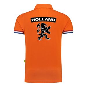 Holland fan polo t-shirt oranje luxe kwaliteit met leeuw - 200 grams katoen - heren 2XL  -