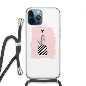 Zwart-wit cactus: iPhone 13 Pro Max Transparant Hoesje met koord