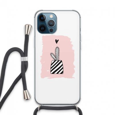 Zwart-wit cactus: iPhone 13 Pro Max Transparant Hoesje met koord