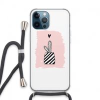 Zwart-wit cactus: iPhone 13 Pro Max Transparant Hoesje met koord
