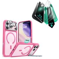 iPhone 17 Pro Max Bundle Classic Hybrid Magnetic Case (Camera Control, Stash Stand) and Armorite Screen Protector - Frosted Pink