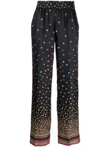 RED Valentino pantalon en soie à fleurs - Noir