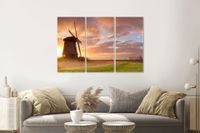 Karo-art Schilderij - Nederlandse ochtend, 3 luik, premium print