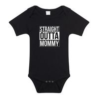 Straight outta mommy geboorte cadeau / kraamcadeau romper zwart voor babys 92 (18-24 maanden)  - - thumbnail