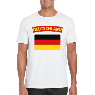Duitsland supporters t-shirt - met vlag print - wit - voor heren - landen - kleding