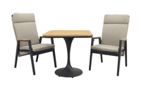 Solaro/Toscara verstelbare bistroset 80x80 cm. - Light rope/Teak