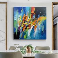 handgeschilderde abstracte blauwe schilderijen op canvas handgemaakte kleurrijke getextureerde acrylverf m muurkunst handgeschilderde kunstwerken folie groen olieverfschilderij voor woonkamer kantoor Lightinthebox