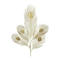 Kunst siertak pauwvaren/pauwenveer - goud - 84 cm - Decoratie kunst pluimen