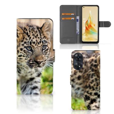 OPPO Reno8 T 4G | Telefoonhoesje | Met pasjeshouder | Baby Luipaard