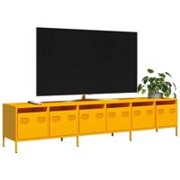 Tv-meubel 202x39x43,5 cm koudgewalst staal mosterdgeel
