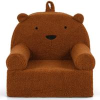 Kinderbank Beer Kinderfauteuil met Afneembare Teddyfleece Hoes & Schuimrubber Draagbare Minibank met Handvat voor Kinderen Vanaf 3 Jaar