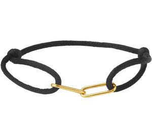 Armband Paperclip satijn-geelgoud zwart 13-26 cm