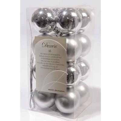 Kerstballen zilver 40mm 16 stuks