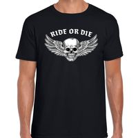 Ride or die fashion t-shirt motorrijder zwart voor heren