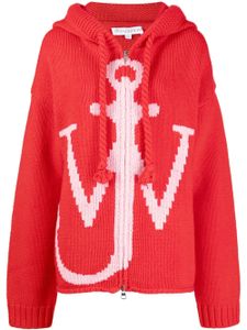 JW Anderson hoodie à logo intarsia - Rouge