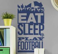 Eat sleep voetbal muursticker - thumbnail