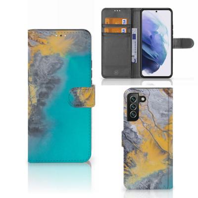 Samsung Galaxy S22 Plus | Bookcase | Marble Blue Gold
