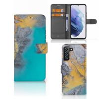 Samsung Galaxy S22 Plus | Bookcase | Marble Blue Gold