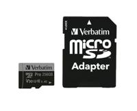 Verbatim Pro microSDXC-kaart 256 GB UHS-Class 3 4K-video-ondersteuning, A2-vermogensstandaard, Incl. SD-adapter, Schokbestendig, Waterdicht - thumbnail