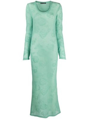 Marco Rambaldi robe longue en maille à roses appliquées - Vert
