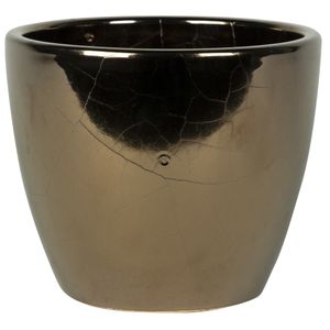 Plantenpot/bloempot in een strakke Scandinavische look goud Dia 18 cm en Hoogte 16 cm