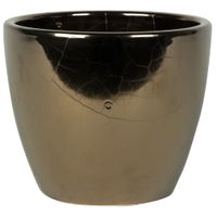 Plantenpot/bloempot in een strakke Scandinavische look goud Dia 18 cm en Hoogte 16 cm