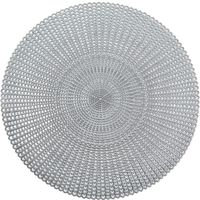 4x Ronde onderleggers/placemats voor borden zilver 41 cm - Placemats - thumbnail