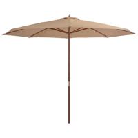 VidaXL Parasol met houten paal 350 cm taupe - thumbnail