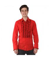 Ruffles Shirt Red with Black Ruffles-XXL