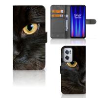 OnePlus Nord CE 2 | Telefoonhoesje | Met pasjeshouder | Zwarte Kat
