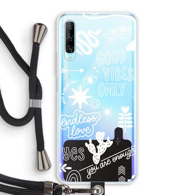Good vibes: Huawei P Smart Pro Transparant Hoesje met koord