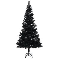 Kunstkerstboom met standaard 150 cm PVC zwart - thumbnail