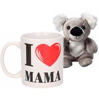 I Love Mama koffiemok / beker met koala knuffeltje   - - thumbnail