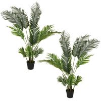 Set van 2x stuks groene Palm Areca/goudpalm kunstplanten 150 cm in pot - thumbnail