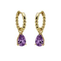 Karma Oorringen Hinged Hoops Zirconia Anna Lavender | Goud