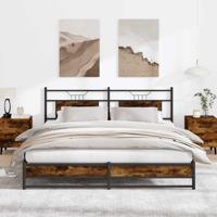 Bedframe zonder matras metaal gerookt eikenkleurig 180x200 cm