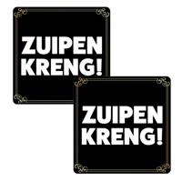 Fun drankspel bierviltjes Zuipen kreng - 20x stuks - zwart - grappige bierviltjes