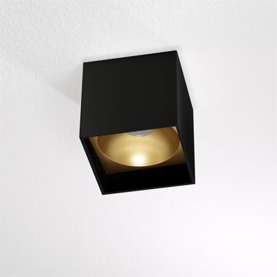 Artdelight Vierkante plafondlampBrock zwart met gouden binnenkant - PL BROCK ZW-MG