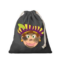 Katoenen Pietenzak / strooizak - zwart - met sluitkoord - roetveeg Piet - voor pepernoten