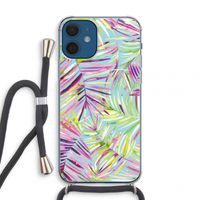 Tropical Palms Blue: iPhone 12 mini Transparant Hoesje met koord