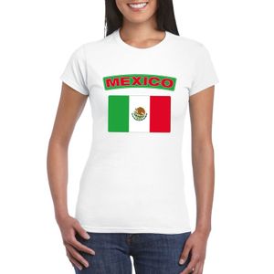 T-shirt met Mexicaanse vlag wit dames